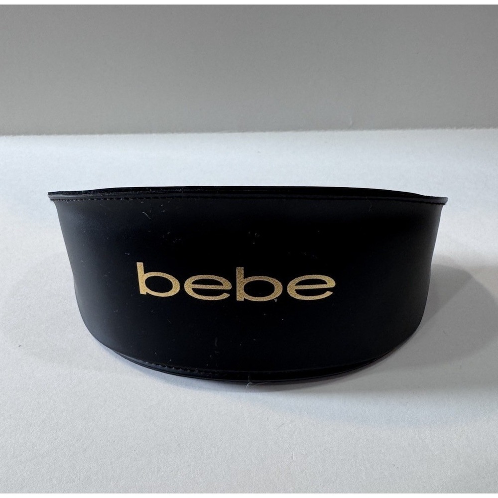 Bebe Gold Tone Logo Large Black Sunglasses Eyeglasses Semi-Hard Clamshell Case